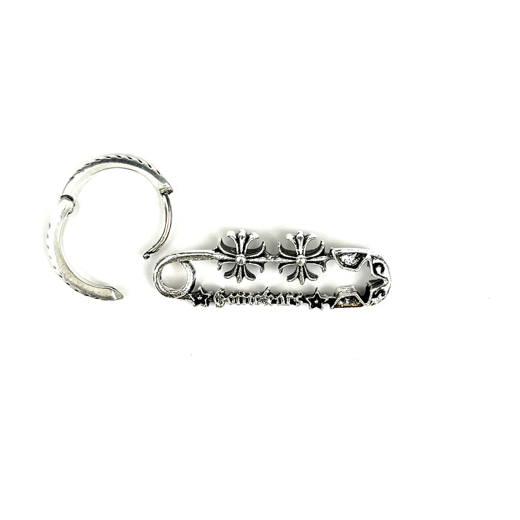 * گوشواره کروم هارتز نقرهای * گوشواره دارک با طرح صلیب * گوشواره حلقهای Chrome Hearts Style * گوشواره استریت استایل نقرهای * Chrome Hearts Style Silver Earrings