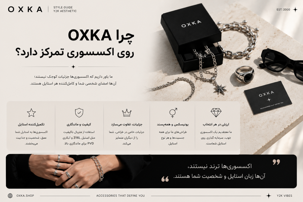 استایل Y2K چیست؟ راهنمای کامل لباس، اکسسوری، رنگها و ترند 2026 | OXKA