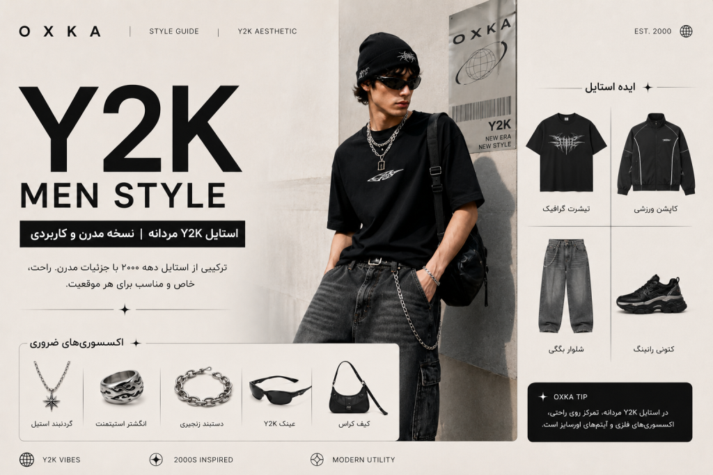 استایل Y2K چیست؟ راهنمای کامل لباس، اکسسوری، رنگها و ترند 2026 | OXKA